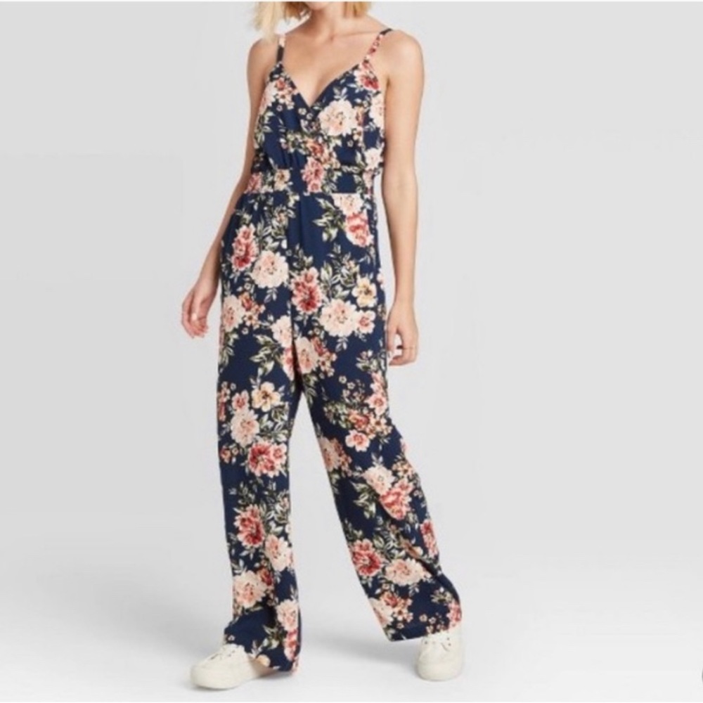 Xhilaration Floral Polyester Sz Medium Jumpsuit Romper